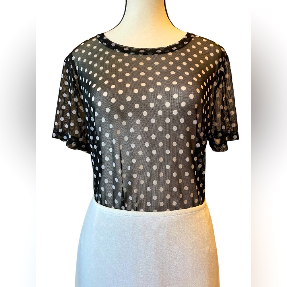 Kim & Cami Black Sheer Short Sleeve Blouse Size XL EUC